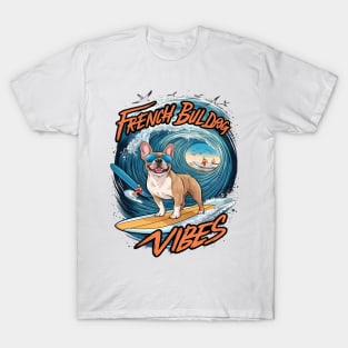 French Bulldog Surfing Frenchie Splash T-Shirt